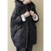 Boho Black Long Puffer Jackets Plus Size Winter Warm Cotton Blend Coats