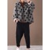 Fine plus size clothing jackets black plaid dotted v neck Button Down women parka