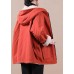 Fashion Orange hooded zippered Pockets Loose Winter parkas Coat