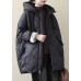 Boho Black Long Puffer Jackets Plus Size Winter Warm Cotton Blend Coats